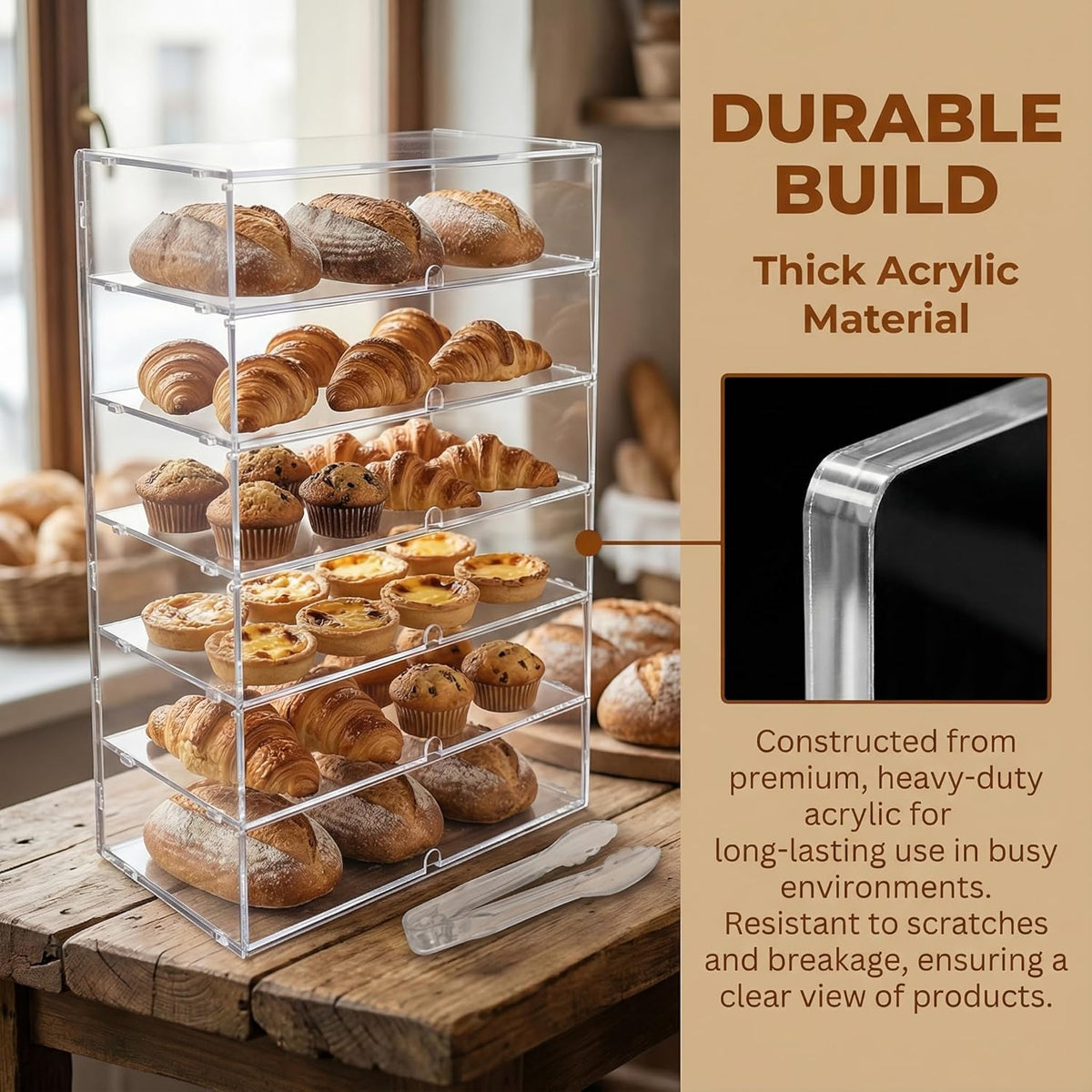 6 lagen doorzichtige toonbankbovenkant bakkerijvitrine 5 mm hoge impact PETG-panelen transparante brooddoos