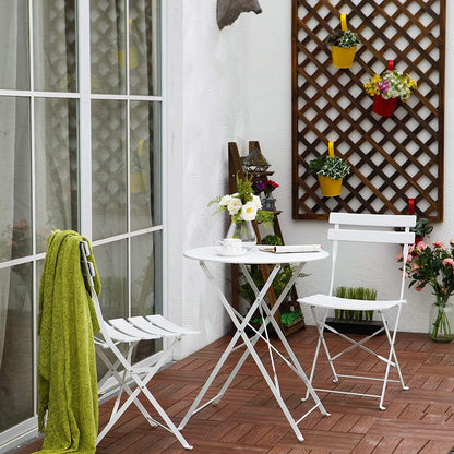 Grand patio Bistro Set van 3 tuinmeubelen, zitgroep, 2 stoelen en 1 tafel, premium staal, inklapbaar, balkonset voor binnenplaats, tuin, buiten (wit)