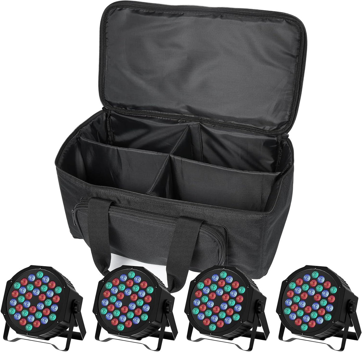 HOLDLAMP 4 Pcs LED Par with Bag, Stage Lighting RGB 36 LED Stage Lights Support Remote Control and DMX-7CH Control with Dual Holder for DJ, Party, Wedding, Concert, Club, Bar - QUORE
