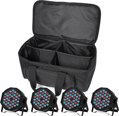 HOLDLAMP 4 Pcs LED Par with Bag, Stage Lighting RGB 36 LED Stage Lights Support Remote Control and DMX-7CH Control with Dual Holder for DJ, Party, Wedding, Concert, Club, Bar - QUORE