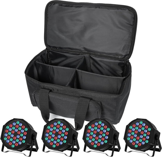 HOLDLAMP 4 Pcs LED Par with Bag, Stage Lighting RGB 36 LED Stage Lights Support Remote Control and DMX-7CH Control with Dual Holder for DJ, Party, Wedding, Concert, Club, Bar - QUORE