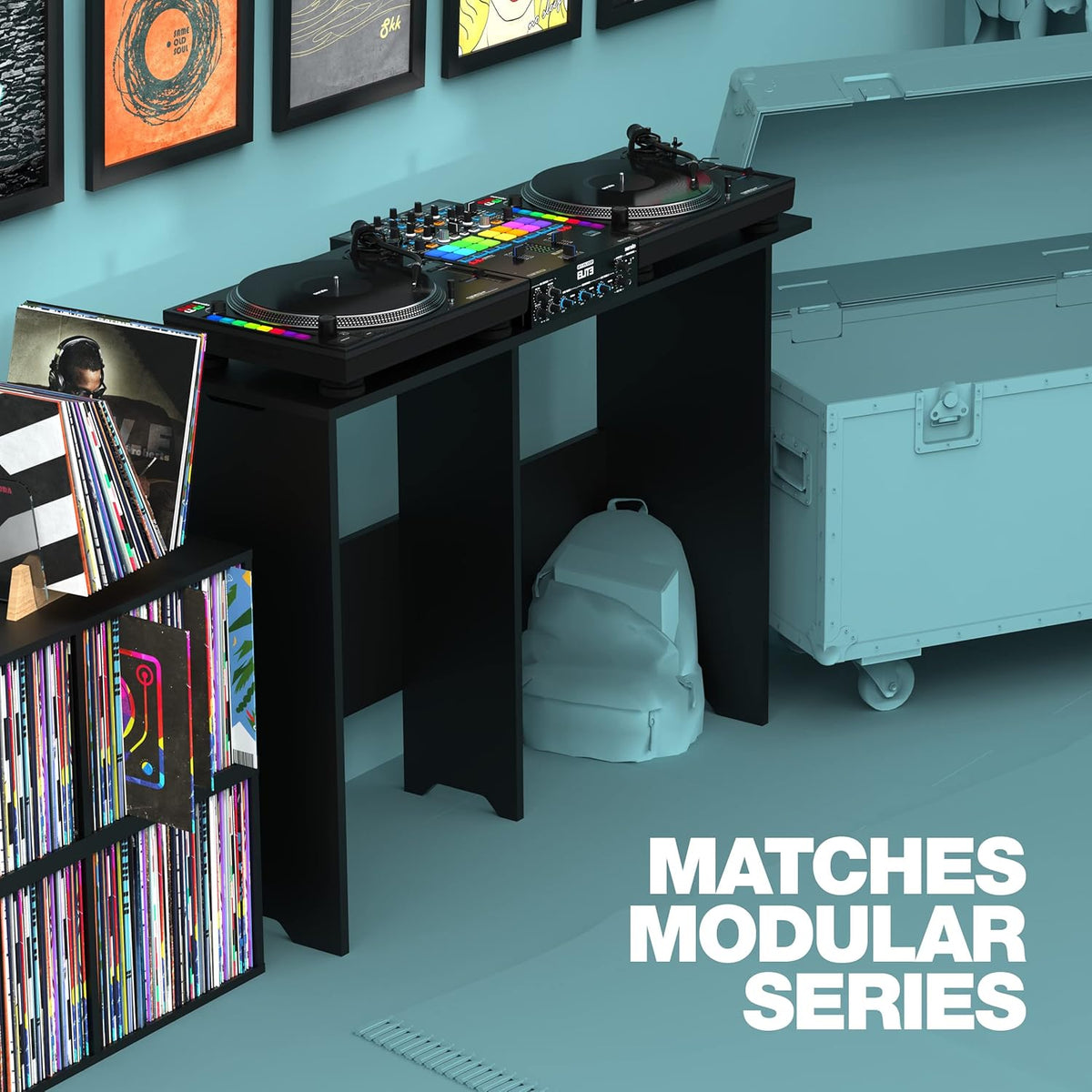 Glorious Mix Station 2: voor 2 platenspelers of cd-spelers, 1 mengpaneel tot een breedte van 14 inch of een DJ-controller met laptop, kabeluitlaten aan de voorkant en de zijplaten