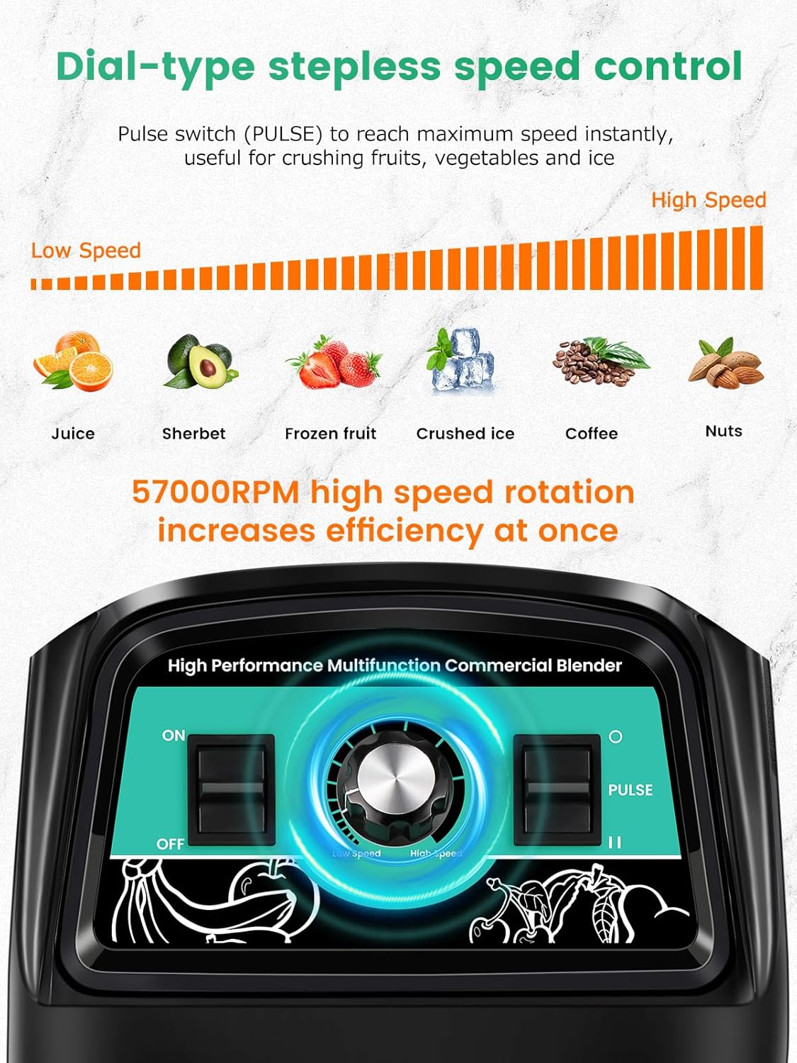Huanyu Blender Smoothie Maker 3,9L Grote Capaciteit Commerciële Mixer Blender 2800W Hoge Snelheid Multifunctionele Kruik Blenders voor het verpletteren van ijs, fruit, groentesap, babyvoeding,