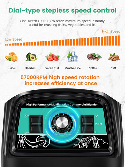 Huanyu Blender Smoothie Maker 3,9L Grote Capaciteit Commerciële Mixer Blender 2800W Hoge Snelheid Multifunctionele Kruik Blenders voor het verpletteren van ijs, fruit, groentesap, babyvoeding,
