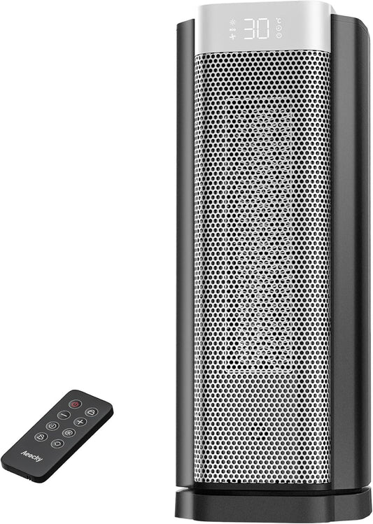 Ventilatorkachel AEOCKY van de 3e generatie met KI-thermostaat, 1800 W PTC-elektrische verwarming voor binnen met afstandsbediening, 70 graden oscillatie, geruisloos, veilig draagbaar voor kantoor
