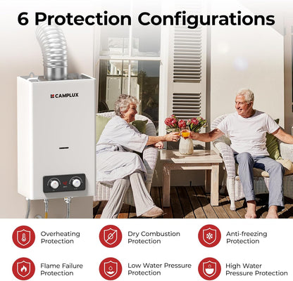 CAMPLUX BD300 11 liter gasboiler, lage NOx/ErP, indoor gasdouche voor keuken/badkamer, butaan (28-30 mbar)/propaan (37 mbar), LPG, 3V, 22kW