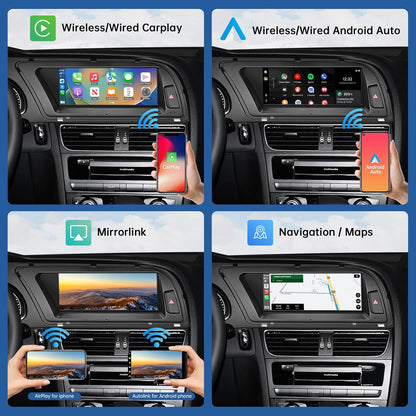8,9 Inch Autoradio – Touchscreen Multimedia Scherm – Draadloos CarPlay – Android Auto – MirrorLink – Audi A4 2009-2015 – HD Resolutie – Originele Functies Behoud