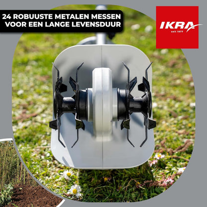IKRA Snoerloze Grondfrees IAMH 20, werkbreedte 19cm, werkdiepte tot 15,5cm, looptijd max. 30 minuten, incl. accu & lader