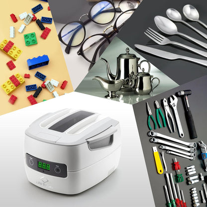 LifeBasis Professioneel ultrasoon reinigingsapparaat, brillenreinigingsapparaat met 5 tijdsinstellingen, 60 W, ultrasoon reinigingsapparaat voor sieraden, brillen, inktpatronen, gereedschap