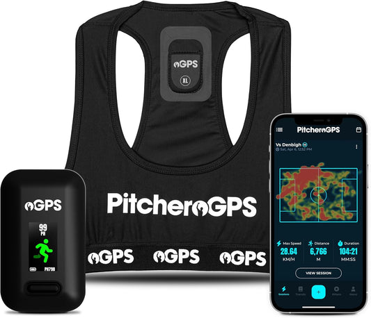 PitcheroGPS Fitness Tracking-pakket, GPS-sporttracker-vest en 12 maanden abonnement, voetbaltrainingsuitrusting (Adult XL)