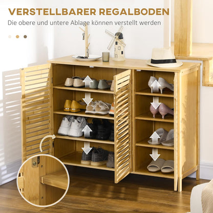 HOMCOM shoe rack, shoe storage with anti-tilt protection for up to 16 pairs of shoes, 8 shelves, 100 x 35 x 80 cm - QUORE