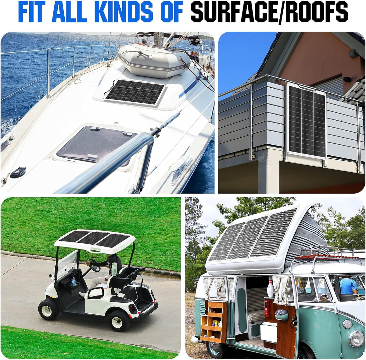 ECO-WORTHY 260 W 12 V flexible solar panel, complete kit: 2 x 130 W flexible solar panel + 100 Ah lithium battery + 600 W 12 V sine wave inverter + 30 A PWM charge controller - QUORE