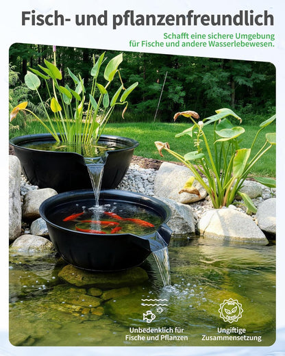POPOSOAP Overloopschaal en bekkenfonteinset, overloopfontein met 2500 l/h vijverpomp voor watervallen, indoor/outdoor, doe-het-zelf waterfunctie, vijver, tuin