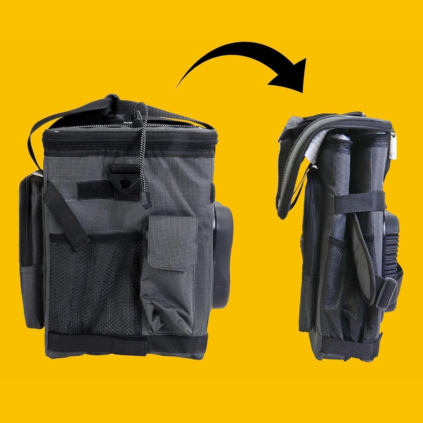 Koolatron Elektrische draagbare koeler plug in 12V auto koeltas, 26 qt (25 L) zwart/grijs zachte zijden draagbare auto koelkast w/DC netsnoer, verstelbare schouderriem, snoer opslag, road trip