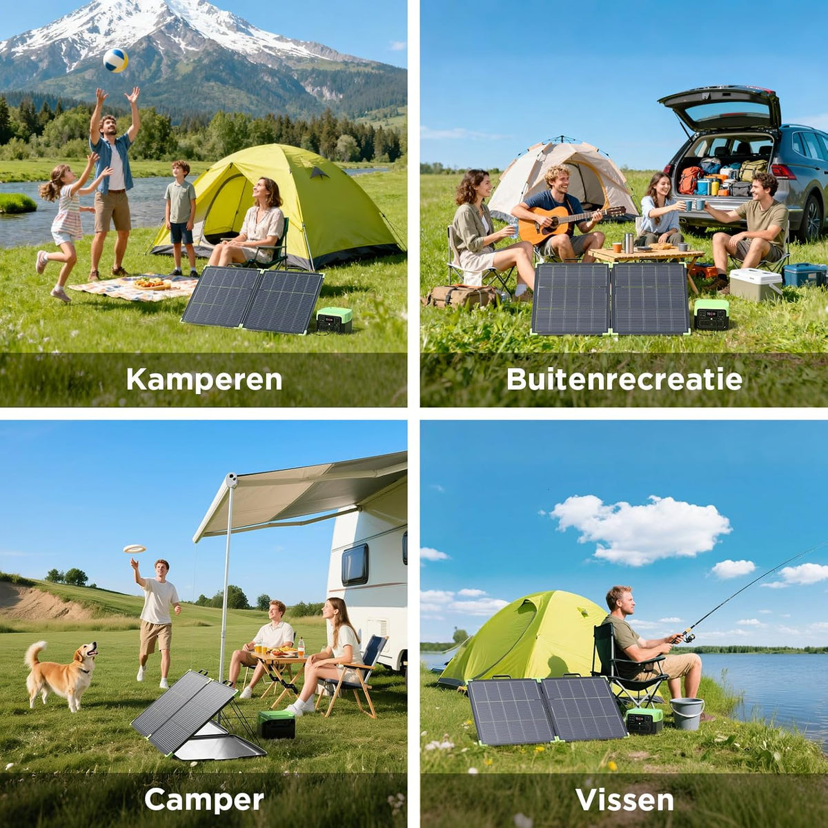 Draagbaar zonnepaneel, opvouwbaar, bifacial, 100 W, N-Type 16BB 21,8 V, monokristallijne zonnepanelen, voor energiecentrale, buiten, tuin, balkon, camping, caravan (100 W)
