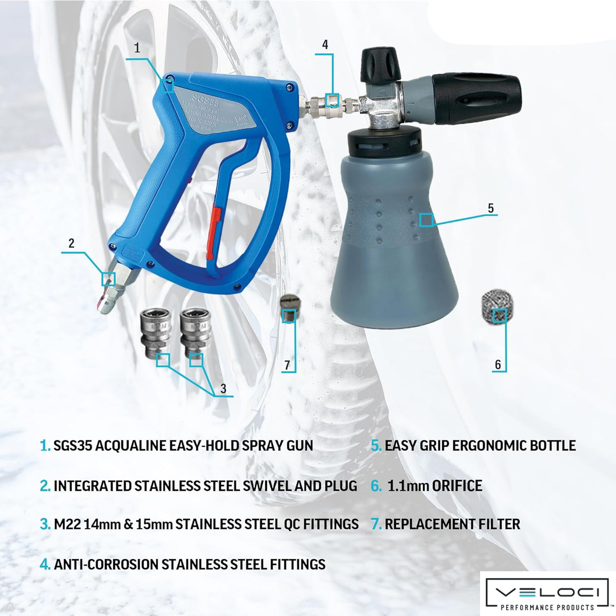 Foamkanon – Schuimkanon – Foam Gun – Schuimsproeier – Foam Cannon – Verstelbare Nozzle – 1 Liter Fles – Geschikt Voor Hogedrukreinigers