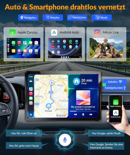 PORMIDO autoradio met scherm:11,8 inch 2K touchdisplay met DAB+ draadloze Apple CarPlay & Android Auto 1din radio 8-core 4GB+64GB Android 13 Navi WiFi Bluetooth achteruitrijcamera voor auto-upgrade