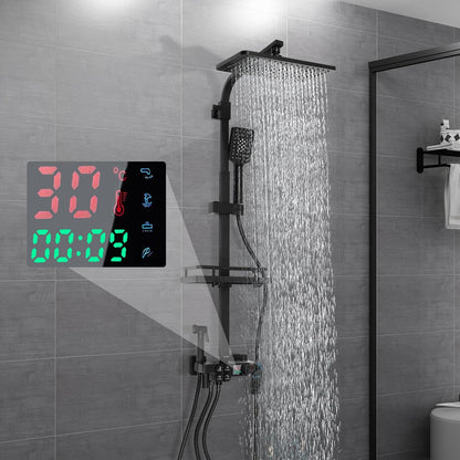 Thermostatisch Douchesysteem – Douche Set – Regendouche – Handdouche – Inbouw Douche – LCD Display – Verstelbare Hoogte 60-112 cm – Roestvrij Staal & Keramische Kraan
