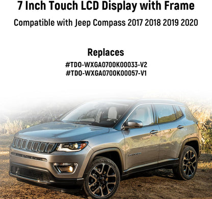 7 "Uconnect LCD Touchscreen Display met Beugel voor 2017-2020 Jeep Kompas Radio Navigatie Touchscreen Monitor Digitizer Vervang TDO-WXGA0700K00033-V2 TDO-WXGA0700K00057-V1 LMB-K00057BL-A