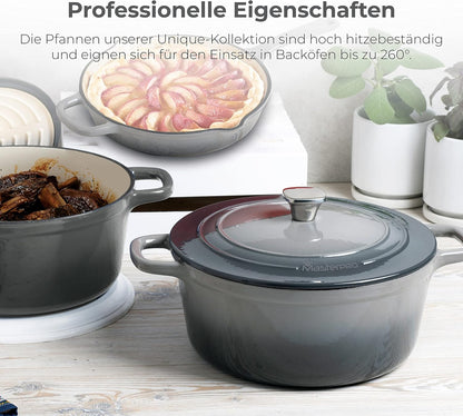 MasterPro Unique 7-Piece Cookware Set Kitchen Set with 3 Saucepans Diameter 19, 27 and 30.5 cm with Lid and 1 Casserole 24.5 cm Ergonomic Handle Suitable for All Kitchen Types - QUORE