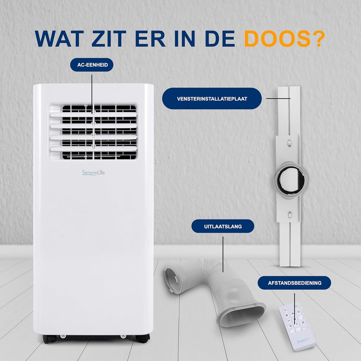 SereneLife Air Conditioner,Compacte Mobiele Airco,Draagbaar, Wifi Geactiveerde Airconditioner van 10K BTU met Ontvochtigings- en Ventilatorstanden voor Thuis,Kantoor en Commerciële Ruimtes tot 28 m2 - QUORE