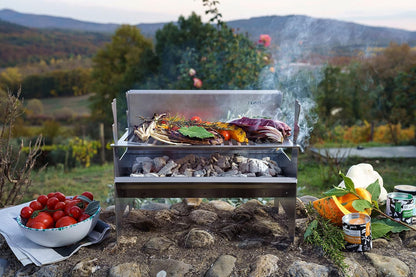 FENNEK 2.0 | Houtskoolgrill voor kamperen/trekking/camperleven, tuin en outdoor grillplezier | mobiel/insteeksysteem | van rvs