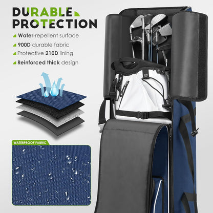 Findway Golf Reistas met Wielen, 900D Zwaar Oxford Slijtvast/Waterproof Gevoerd, Premium, Extra Verwijderbaar Pad voor Club Protectie Luchtvaart