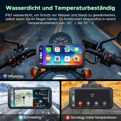 Draadloos CarPlay Scherm Motorfiets – Motorfiets Display – Navigatiescherm – Android Auto Scherm – Touchscreen GPS – 6,25 Inch HD IPS – IP67 Waterdicht Met Bluetooth 5.0
