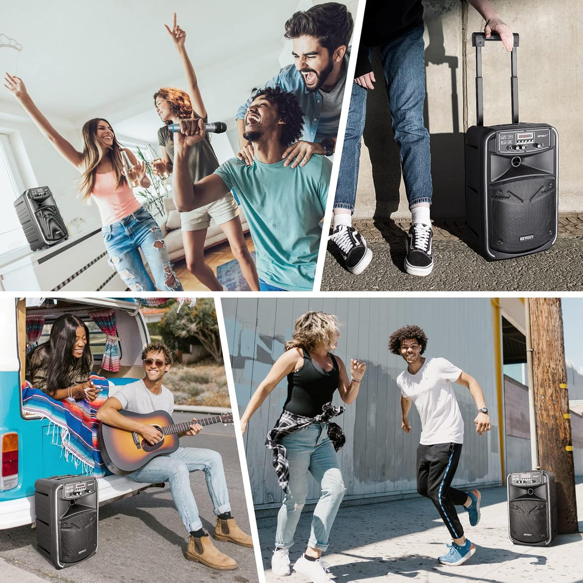 Bluetooth Karaoke Partybox met 2 Draadloze Microfoons – Karaoke Machine – Draagbaar PA-Systeem – Draagbare PA-Luidspreker – Geluidssysteem – 8 Inch Subwoofer en Trolley met Wielen