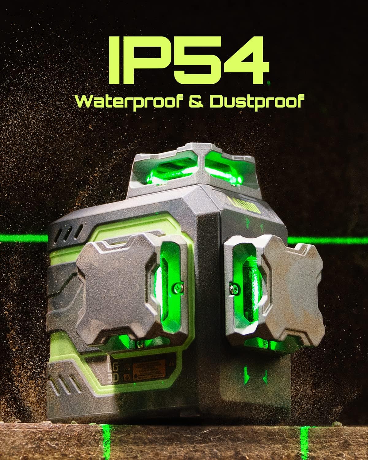 Laserwaterpas – Kruislijnlaser – Lijnlaser – Laserniveau – Bouwlaser – Zelfnivellerend 3x360° Groen – 2 Oplaadbare Batterijen, Magnetische Hefstandaard