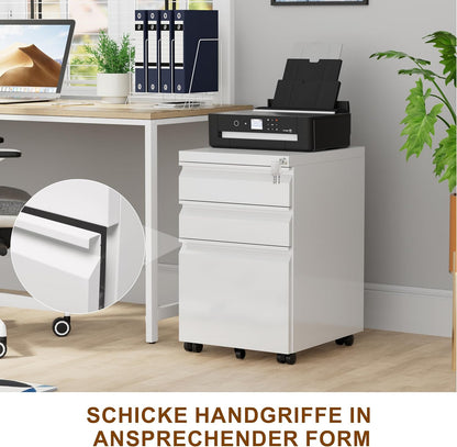 Archiefkast met 3 laden en slot, wit, OFC231W01