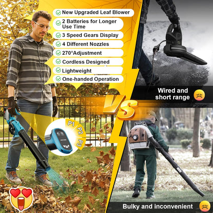 21V bladblazer accu met 2 stuks 3000 mAh batterij