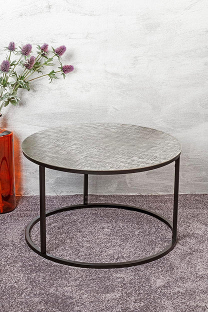 HAKU Bijzettafel zwart, zilver, metaal - Maat: H 37 cm x Ø 59 cm, Stijl: Modern