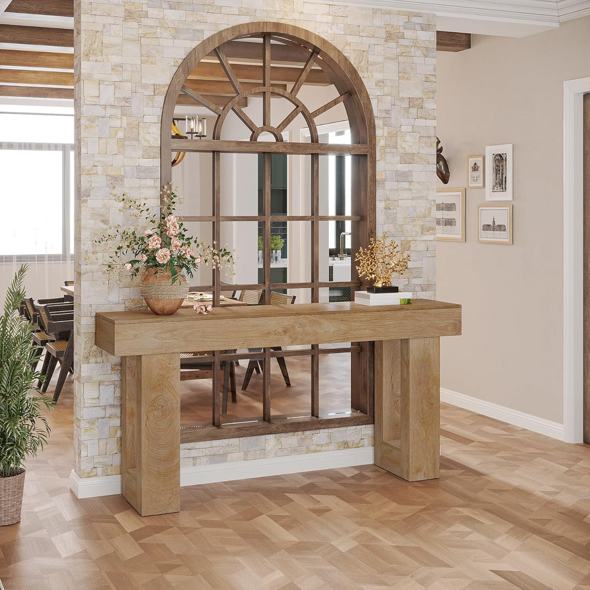 Tribesigns Narrow Console Table, 160 cm, Country Style, Sofa Table for Behind the Sofa, Natural Wood Look, Narrow Side Table for Hallway, Living Room and Entrance