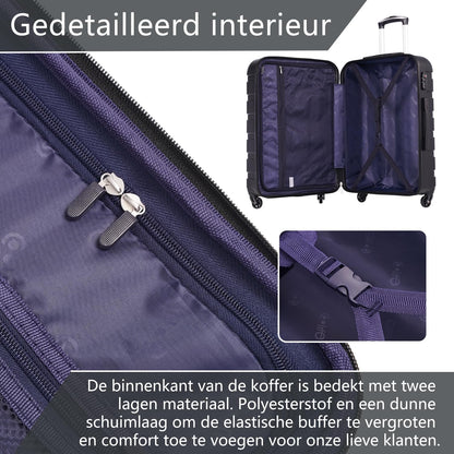 COOLIFE Reiskoffer hardshell koffer Medium koffer Bagage Lichtgewicht Reiskoffer Handbagage Koffer incl. TSA-slot trolley bagage rolkoffer (Geel, 56+67+77cm)