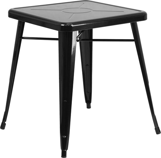 Flash Möbel vierkante indoor outdoor tafel, metaal, zwart, 64,77 x 63,5 x 15,24 cm