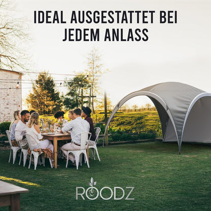 ROODZ Paviljoen 3,20 x 3,20 m waterdicht UV-zonwering 50+ partytent, tuintent, stabiele, winterveilig, stormbestendig, hoogwaardige kwaliteit met zijpaneel, hoogte van 2,20 cm, bestel nu!