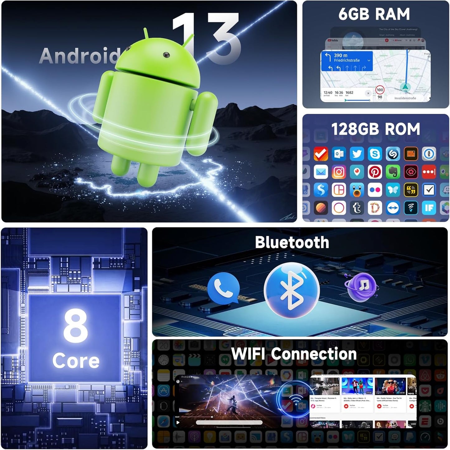 Autoradio – CarPlay Radio – Auto Multimedia – Android Auto Stereo – 10,1 Inch Touchscreen – 8-Core Processor – 6GB RAM + 128GB Opslag – Bluetooth – Achteruitrijcamera – GPS Navigatie