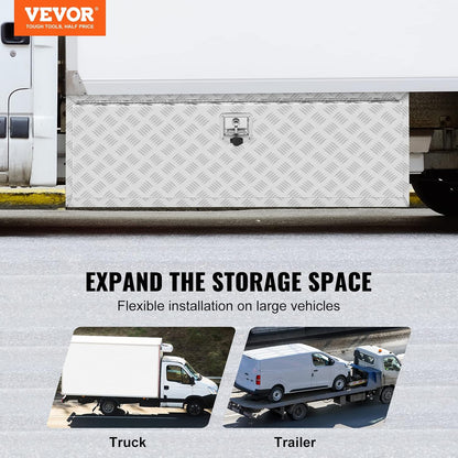 VEVOR Bodem-vrachtwagenbox, 1219 x 430 x 460 mm pick-up-opbergdoos, aluminium gereedschapskist met slot en sleutels, waterdichte gereedschapskist voor vrachtwagen, bestelwagen, aanhanger enz.