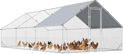 PawHut chicken coop outdoor enclosure XXL outdoor chicken coop with shade roof lock outdoor enclosure for 12-18 chickens duck rabbit steel 3x6x2m - QUORE