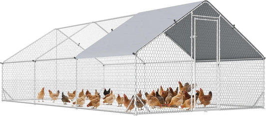 PawHut chicken coop outdoor enclosure XXL outdoor chicken coop with shade roof lock outdoor enclosure for 12-18 chickens duck rabbit steel 3x6x2m - QUORE