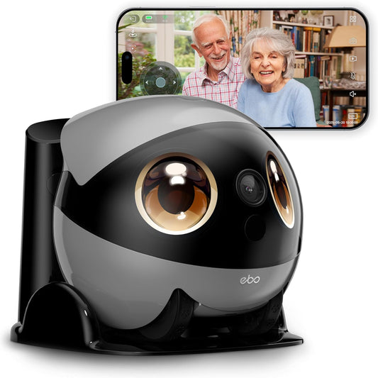Enabot EBO Air 2 Plus, AI intelligente mobiele robot voor thuisbewaking met aangepaste gezichtsafbeelding, 3K bewakingscamera met accu, huisdiercamera met 2-weg audio