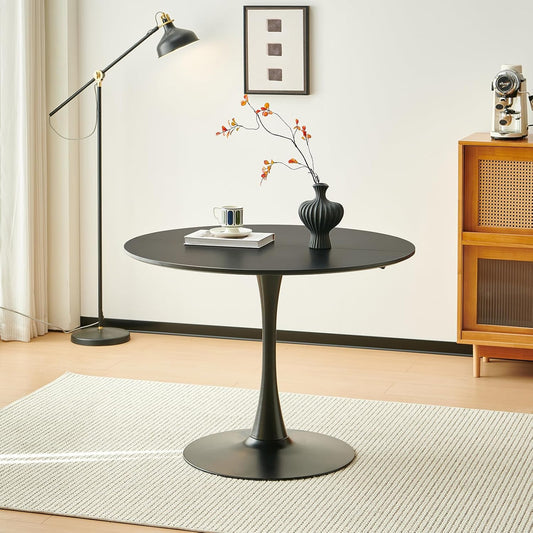 Scandinavische moderne ronde eettafel, bureau, bartafel, geschikt voor keuken, eetkamer, woonkamer en kantoor, voor 2-4 personen, diameter 100 cm, zwart