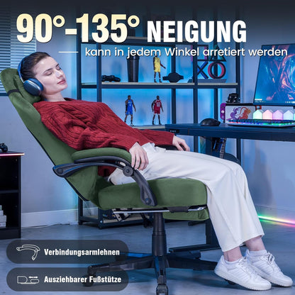 Gamingstoel – Gamestoel – Gaming Chair – Bureaustoel – PC Stoel – Ademend Stof – Verstelbare Voetensteun – Max 150 kg