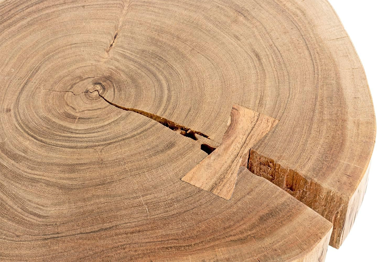 HAKU Bijzettafel acacia, zwart, Massief hout, metaal - Maat: H 50 cm x Ø 45 cm, Stijl: Stedelijk Collectief