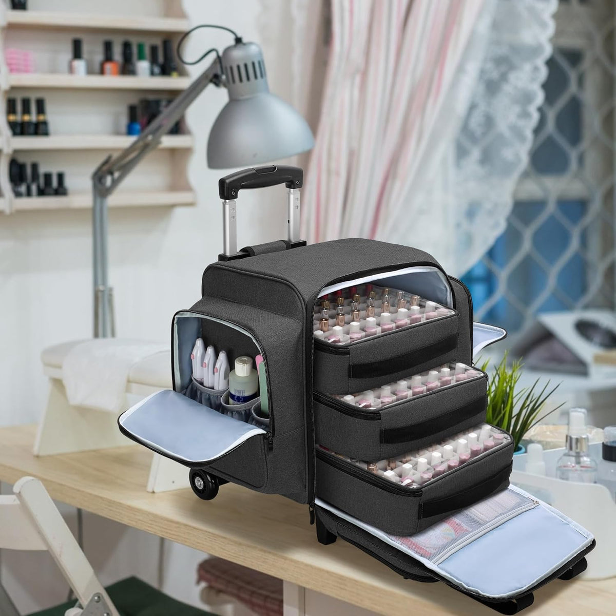 BAFASO Cosmetische tas trolley voor nagellak, zwart, 15 ml (1er Pack), Praktisch