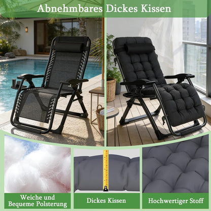 Opvouwbare Tuinligstoel – Zonneligstoel – Relaxstoel – Ligbed – Balkonstoel – Extra Breed 72cm – Verstelbare Rugleuning & Draagvermogen 200 kg