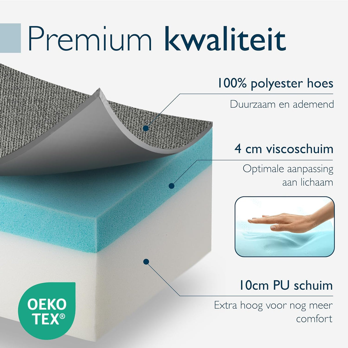 Beautissu Premium XXL Vouwmatras 120x200 cm inkl. Hoes Wasbar – Opvouwbaar Logeermartas Extra Dik 14 cm Traagschuim Matras H3 – Eenvoudig Transport & Hoog Slaapcomfort Opvouwbaar Gastenmatras – Grijs