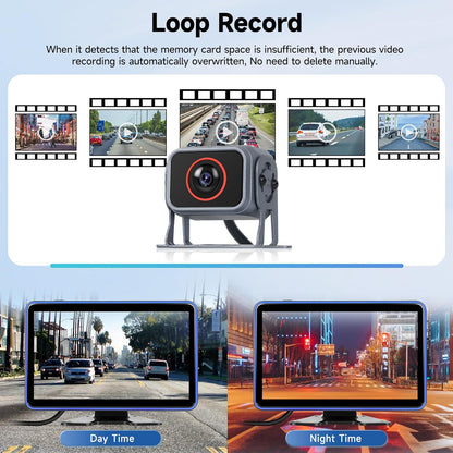 Rimoody Achteruitrijcamera set met 5 camera's met 10,1 inch IPS-display en 5 m + 15 m kabels, IP68 waterdicht, nachtzicht, beeldflip, BSD, loopvideo, DVR