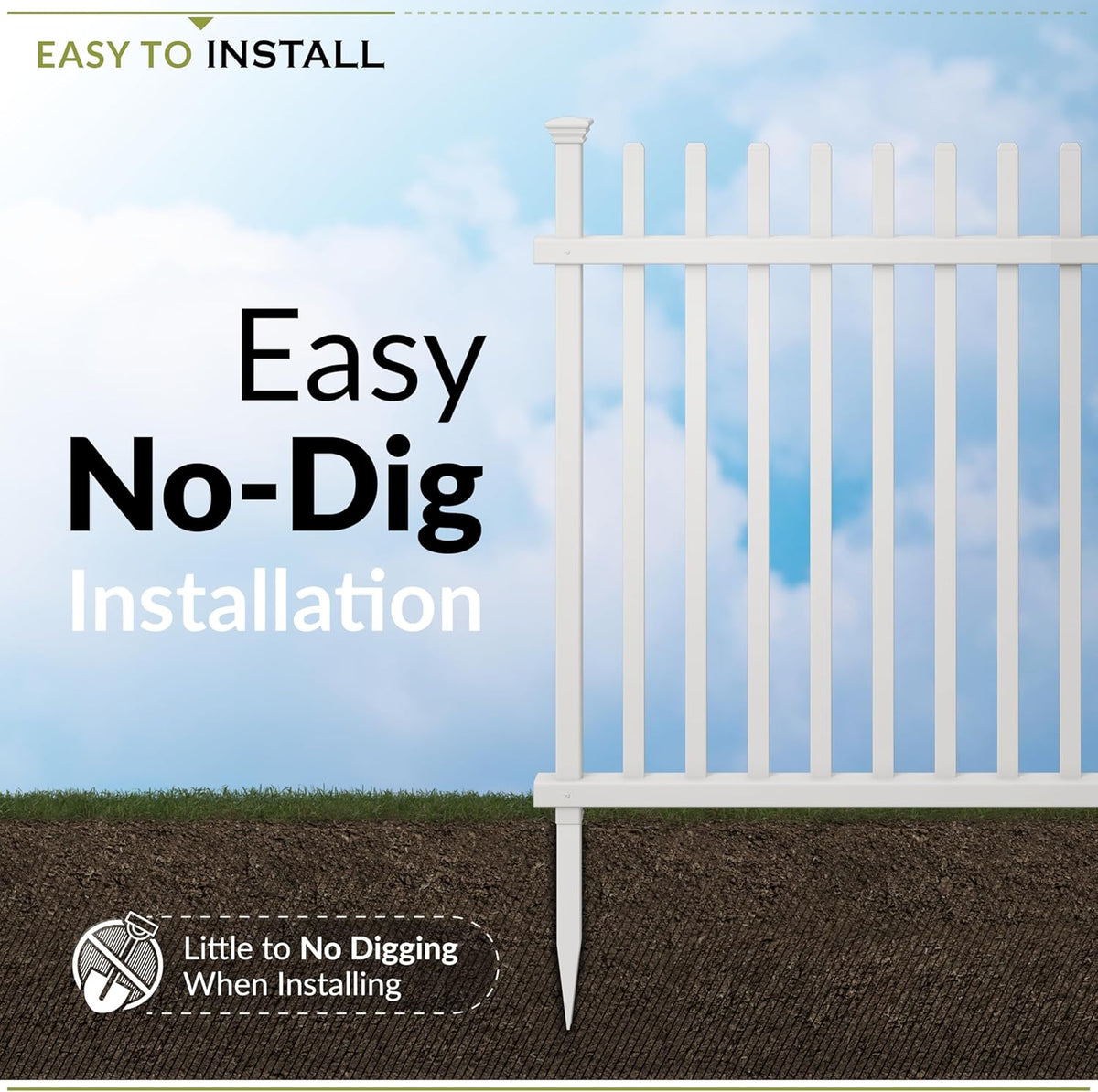 Zippity Outdoor Products ZP19057 Burbank No Dig Vinyl Fence 44" B x 41" H, Wit